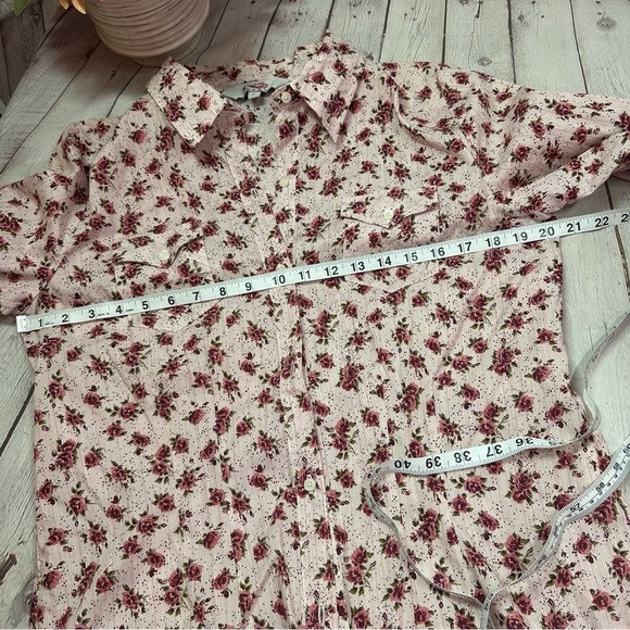 roper boho western Floral Button-Up Women's Top sz large 100% Cotton - Picture 6 of 10